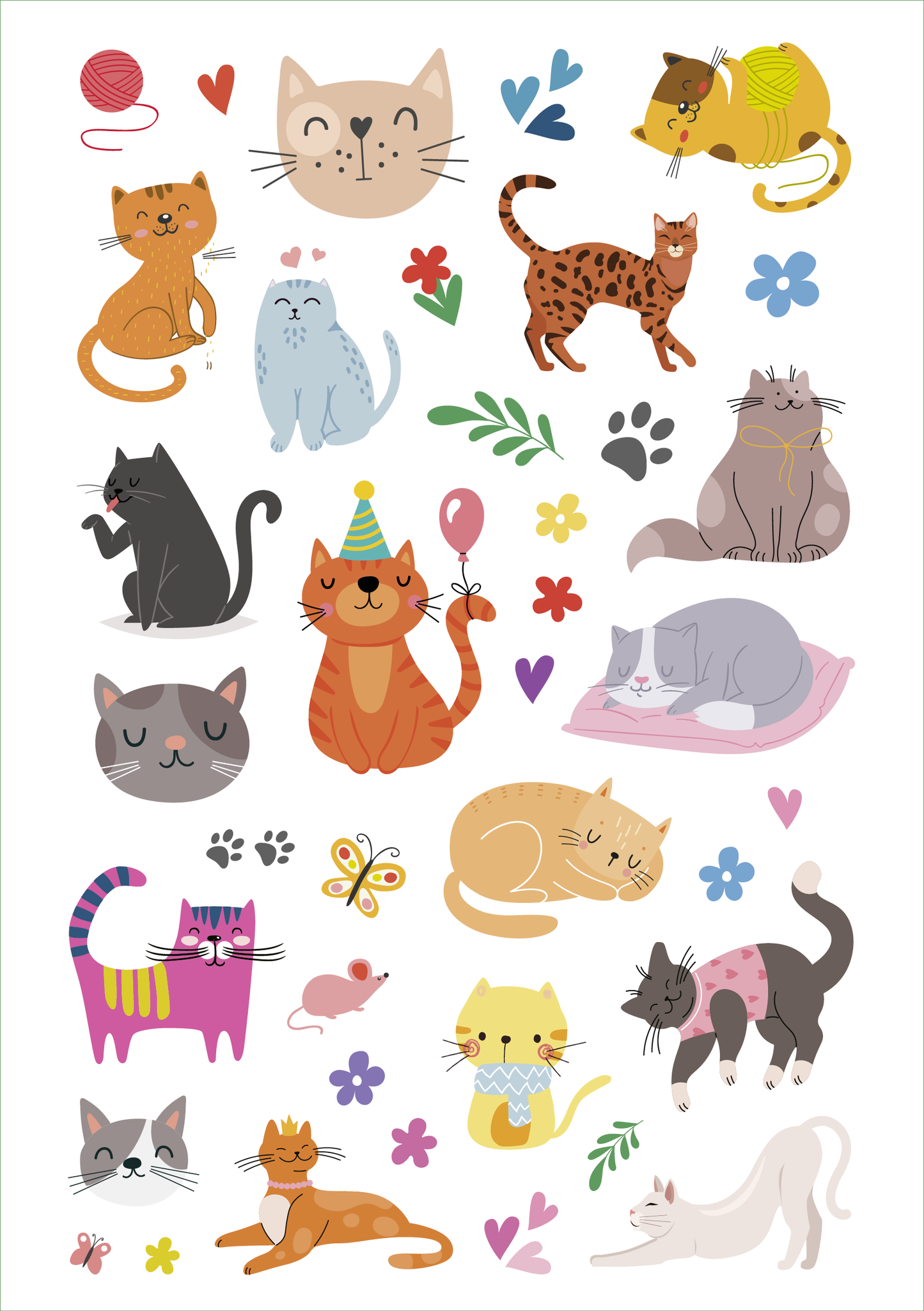 Gezeigt wird eine Innen- oder Zusatzansicht von „Glanz-Sticker – Katzen“.