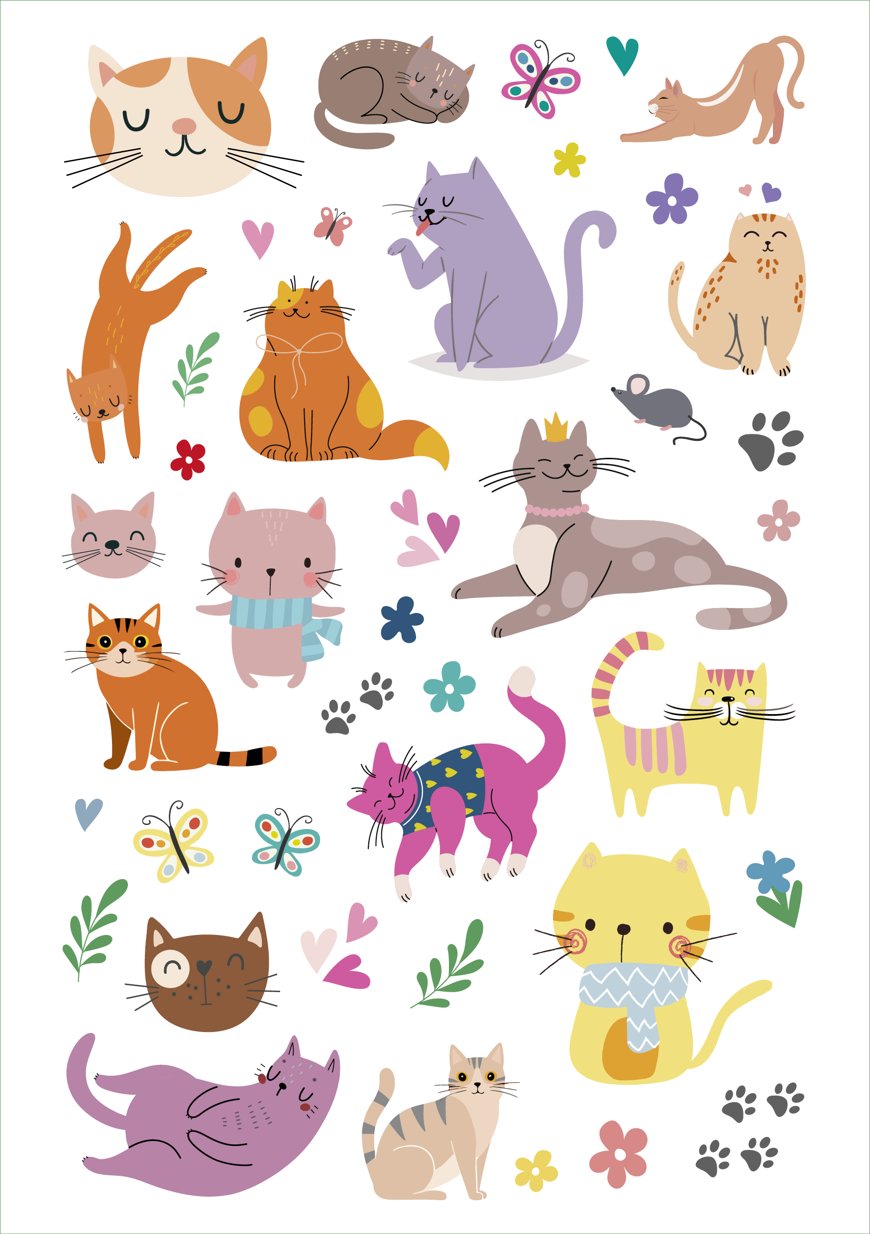 Gezeigt wird eine Innen- oder Zusatzansicht von „Glanz-Sticker – Katzen“.