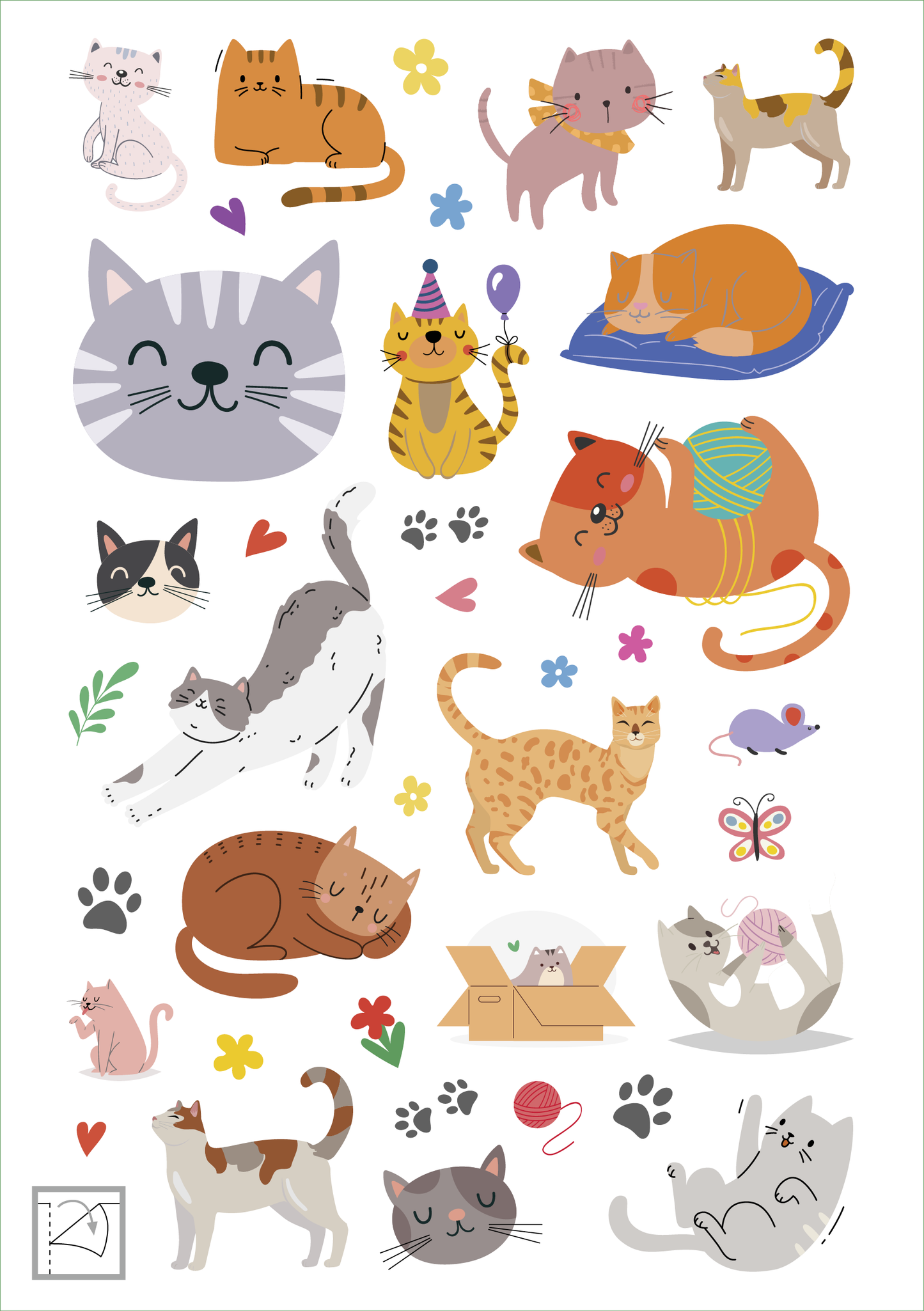 Gezeigt wird eine Innen- oder Zusatzansicht von „Glanz-Sticker – Katzen“.