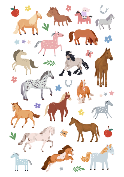 Gezeigt wird eine Innen- oder Zusatzansicht von „Glanz-Sticker – Pferde“.