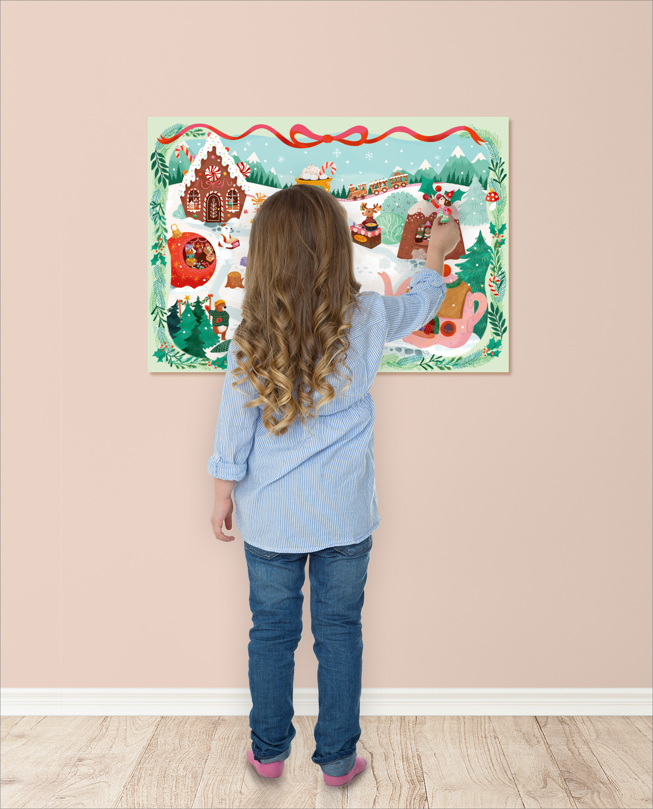 Gezeigt wird eine Innen- oder Zusatzansicht von „Mein Adventskalender mit Stickern – Im Winterwald“.