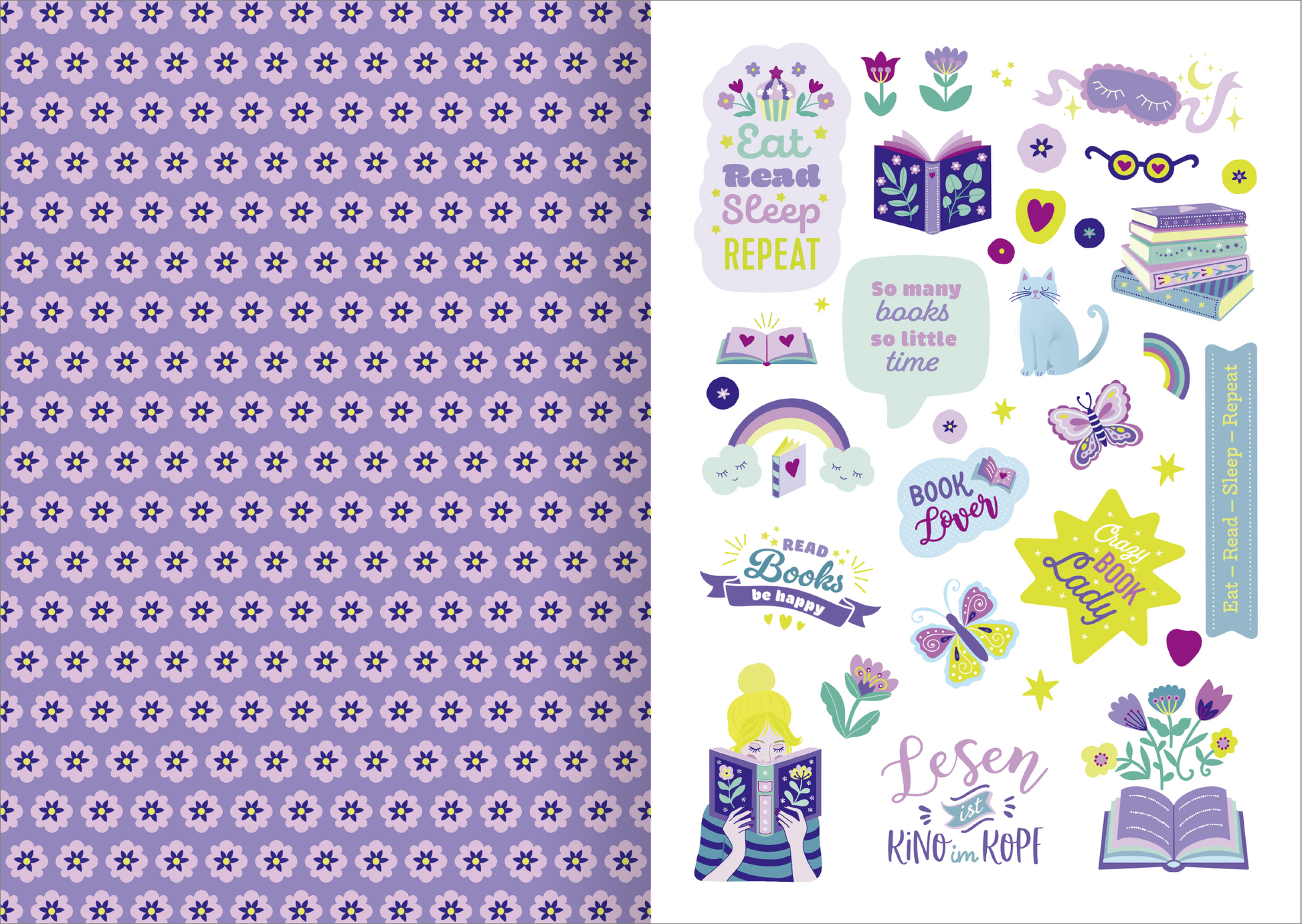 Gezeigt wird eine Innen- oder Zusatzansicht von „I Love Books – Sticker-Liebe“.