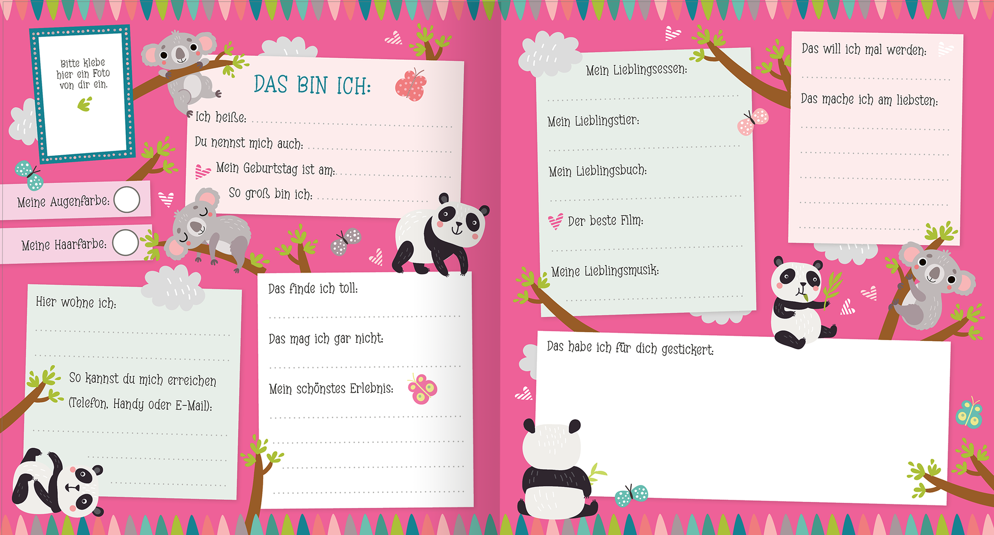 Gezeigt wird eine Innen- oder Zusatzansicht von „Alle meine Freunde – Panda | Mit über 300 Stickern“.