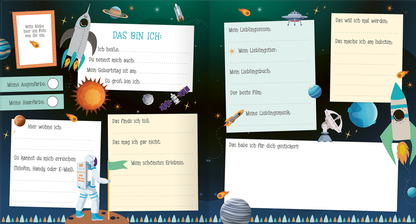 Gezeigt wird eine Innen- oder Zusatzansicht von „Alle meine Freunde – Weltraum | Mit über 300 Stickern“.