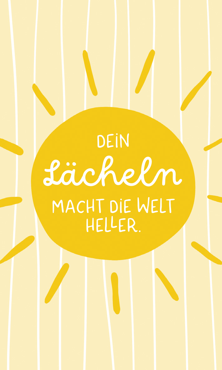 Gezeigt wird eine Innen- oder Zusatzansicht von „Lache! Glück steht dir. “.