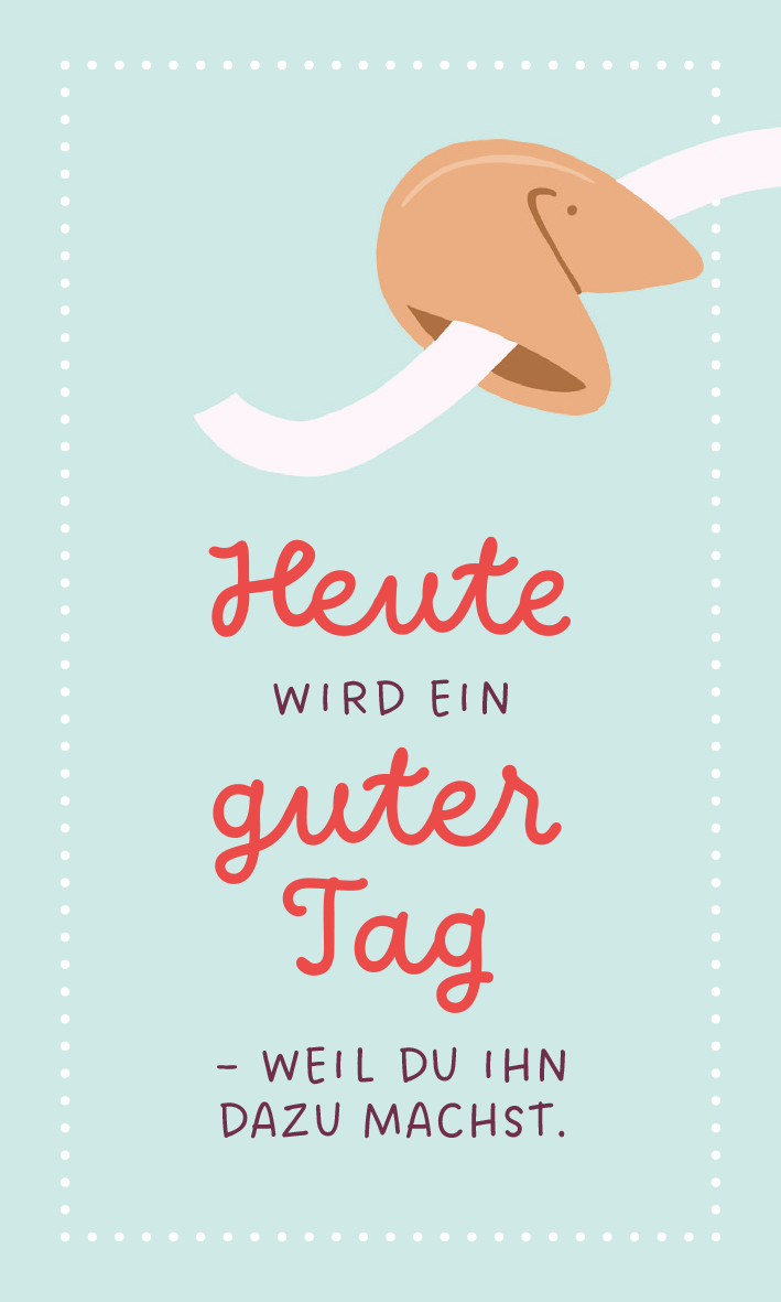 Gezeigt wird eine Innen- oder Zusatzansicht von „Lache! Glück steht dir. “.
