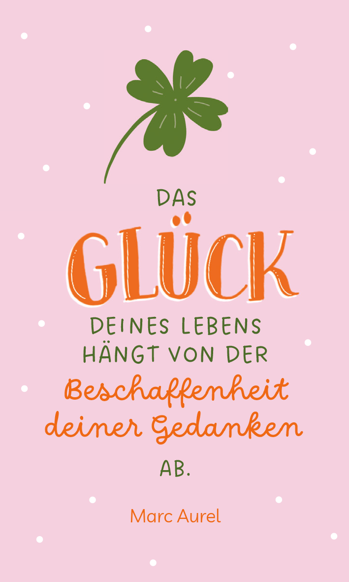 Gezeigt wird eine Innen- oder Zusatzansicht von „Lache! Glück steht dir. “.