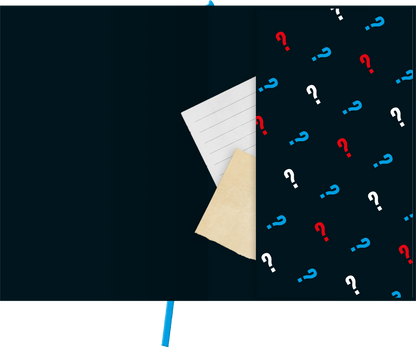 Gezeigt wird eine Innen- oder Zusatzansicht von „myNOTES Papeterie: Notizbuch A4 Die drei ??? – Feuriges Auge“.