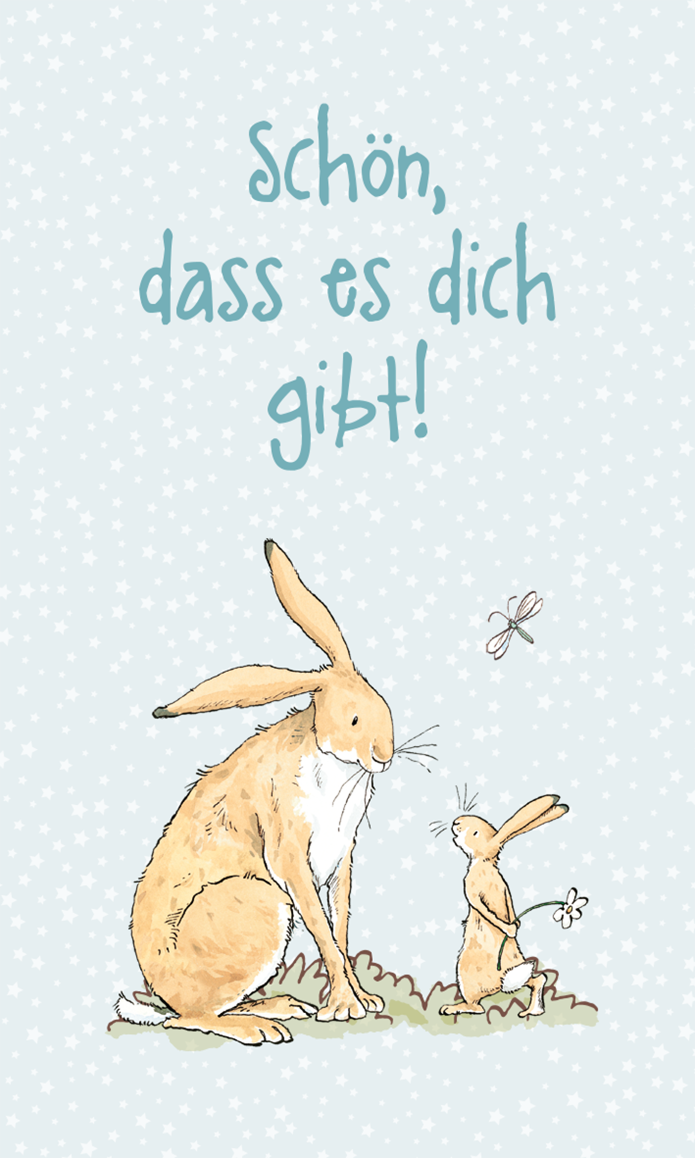 Gezeigt wird eine Innen- oder Zusatzansicht von „Weißt du eigentlich, wie lieb ich dich hab? Ich hab dich lieb, bis zum Mond und wieder zurück! “.