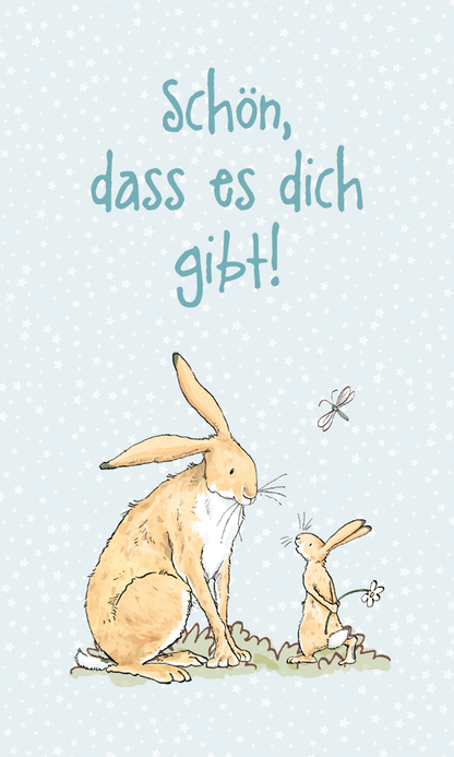 Gezeigt wird eine Innen- oder Zusatzansicht von „Weißt du eigentlich, wie lieb ich dich hab? Ich hab dich lieb, bis zum Mond und wieder zurück! “.