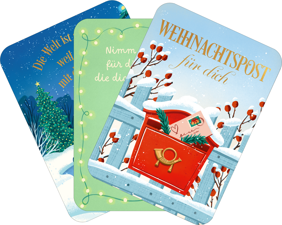 Gezeigt wird eine Innen- oder Zusatzansicht von „25 festliche Postkarten“.
