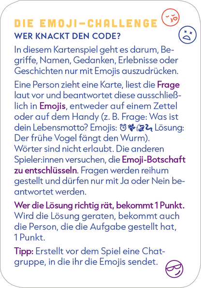 Gezeigt wird eine Innen- oder Zusatzansicht von „Die Emoji-Challenge“.