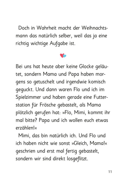 Gezeigt wird eine Innen- oder Zusatzansicht von „Ziemlich beste Schwestern – Total schief gewickelt“. Auf der Seite sind zwei Absätze in schwarzer Schrift auf einem weißen Hintergrund zu sehen. Die Typografie ist einfach und gut lesbar.