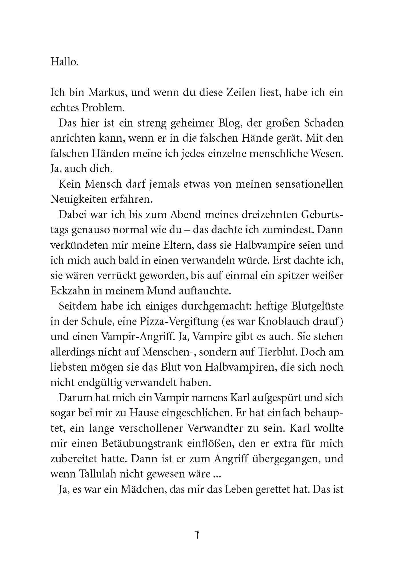Gezeigt wird eine Innen- oder Zusatzansicht von „Wie man 13 wird, ohne zum Tier zu werden“. Die Seite zeigt einen einfach gestalteten, gut lesbaren Text in schwarzer Schrift auf weißem Hintergrund. Die typografische Gestaltung umfasst klare Absätze und eine lesefreundliche Schriftart. Es sind keine Bilder oder Illustrationen vorhanden.