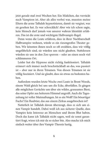 Gezeigt wird eine Innen- oder Zusatzansicht von „Wie man 13 wird, ohne zum Tier zu werden“. Die Seite zeigt einen einfach gestalteten, gut lesbaren Text in schwarzer Schrift auf weißem Hintergrund. Die typografische Gestaltung umfasst klare Absätze und eine lesefreundliche Schriftart. Es sind keine Bilder oder Illustrationen vorhanden.