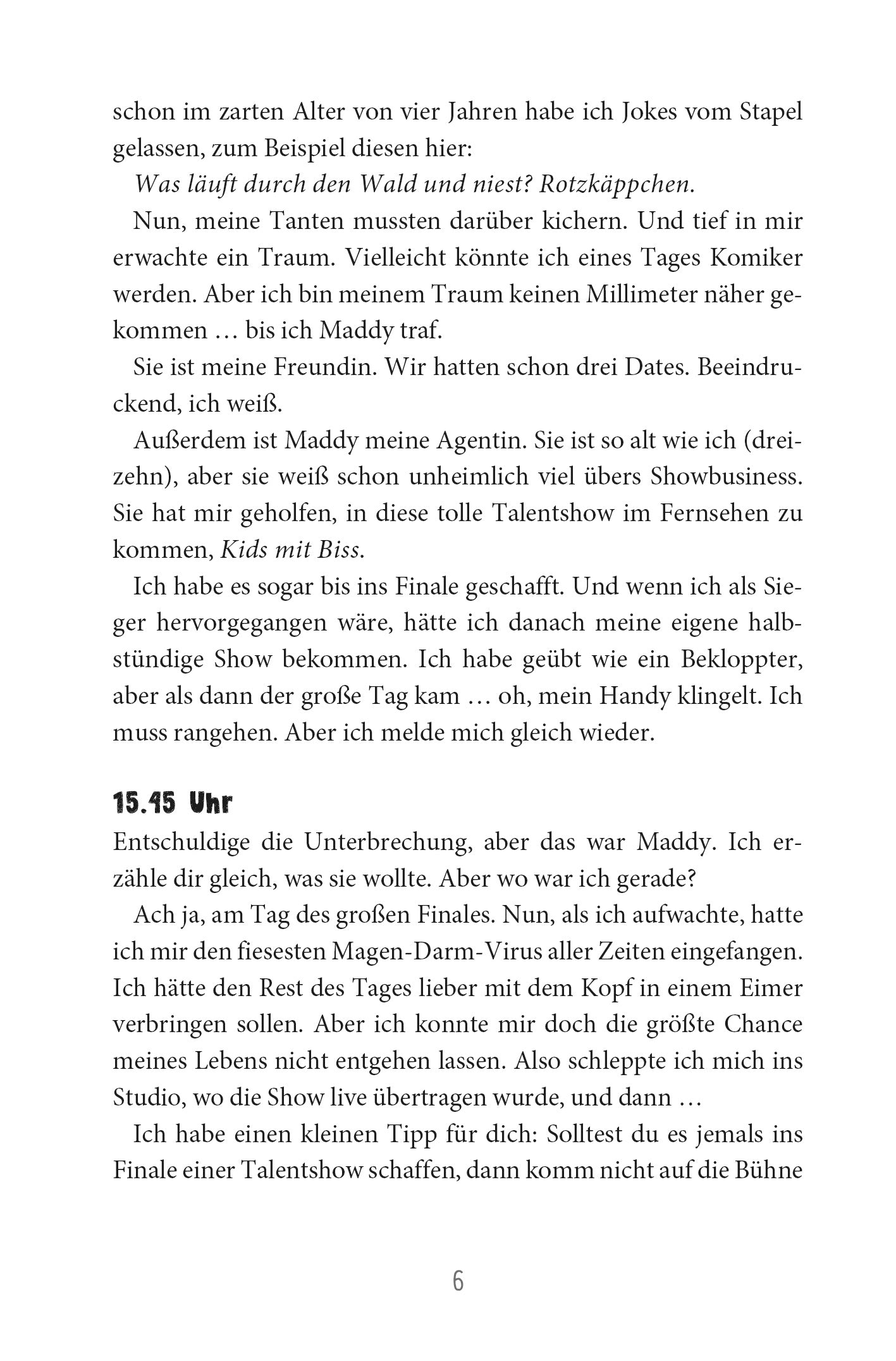 Gezeigt wird eine Innenansicht von „Wie man seinen Eltern das Internet erklärt“. Die Seite zeigt einen lockeren, erzählenden Schreibstil mit einem mix aus normaler und kursiver Schrift. Die typografische Gestaltung nutzt gut lesbare Schrift in Schwarz, die vor einem weißen Hintergrund steht.