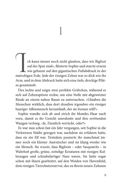 Gezeigt wird eine Innen- oder Zusatzansicht von „Keeper of the Lost Cities – Das Exil“. Der Text ist in einer gut lesbaren Serifenschrift gesetzt und in Schwarz gehalten. Die Seiten sind hell, was eine angenehme Lesbarkeit fördert.