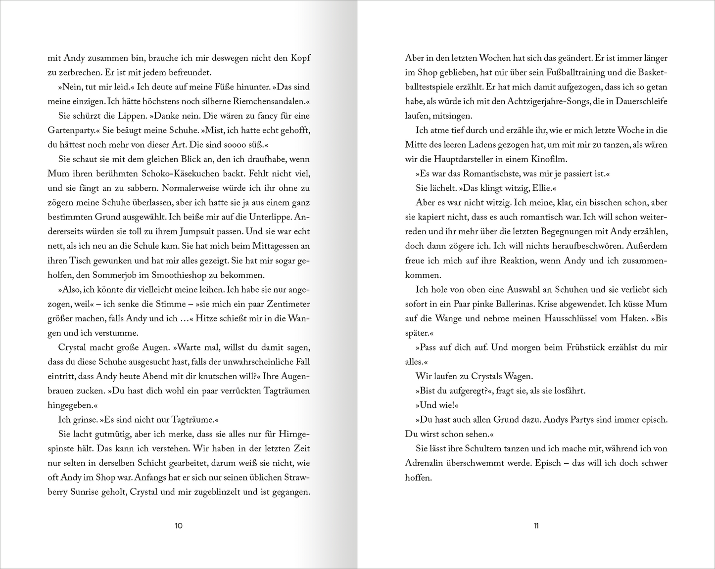 Gezeigt wird eine Innenansicht von „My Hot British Boyfriend“. Die Seiten sind in einem klaren Layout mit schwarzem Text auf weißem Hintergrund gestaltet. Die Schriftart ist gut lesbar und modern, mit einer mittleren Schriftgröße. Auf der linken Seite sind einige Absätze. Die Seitenzahl befindet sich unten, was eine einfache Navigation ermöglicht. Generell vermittelt das Design eine einladende und ansprechende Atmosphäre.