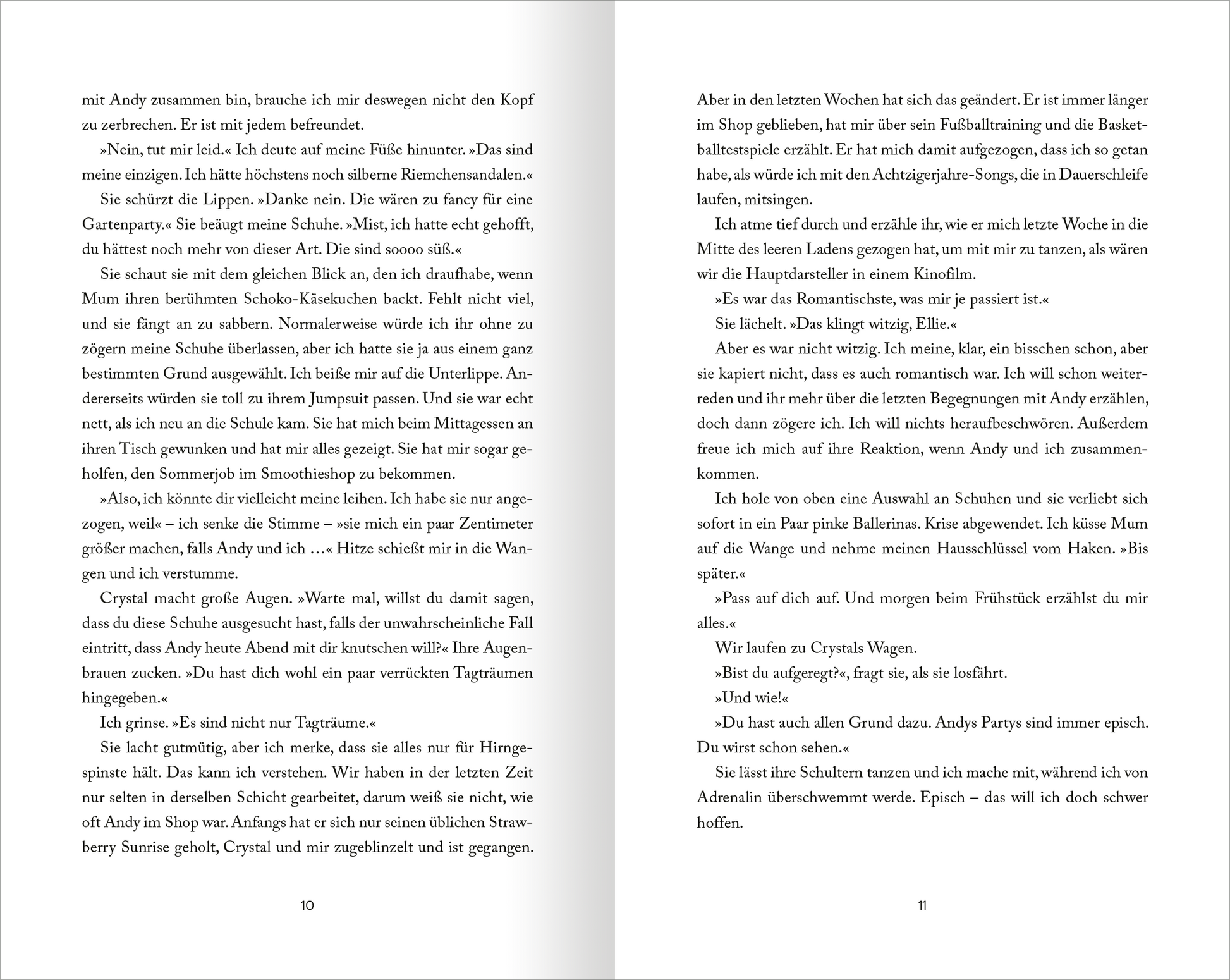 Gezeigt wird eine Innenansicht von „My Hot British Boyfriend“. Die Seiten sind in einem klaren Layout mit schwarzem Text auf weißem Hintergrund gestaltet. Die Schriftart ist gut lesbar und modern, mit einer mittleren Schriftgröße. Auf der linken Seite sind einige Absätze. Die Seitenzahl befindet sich unten, was eine einfache Navigation ermöglicht. Generell vermittelt das Design eine einladende und ansprechende Atmosphäre.