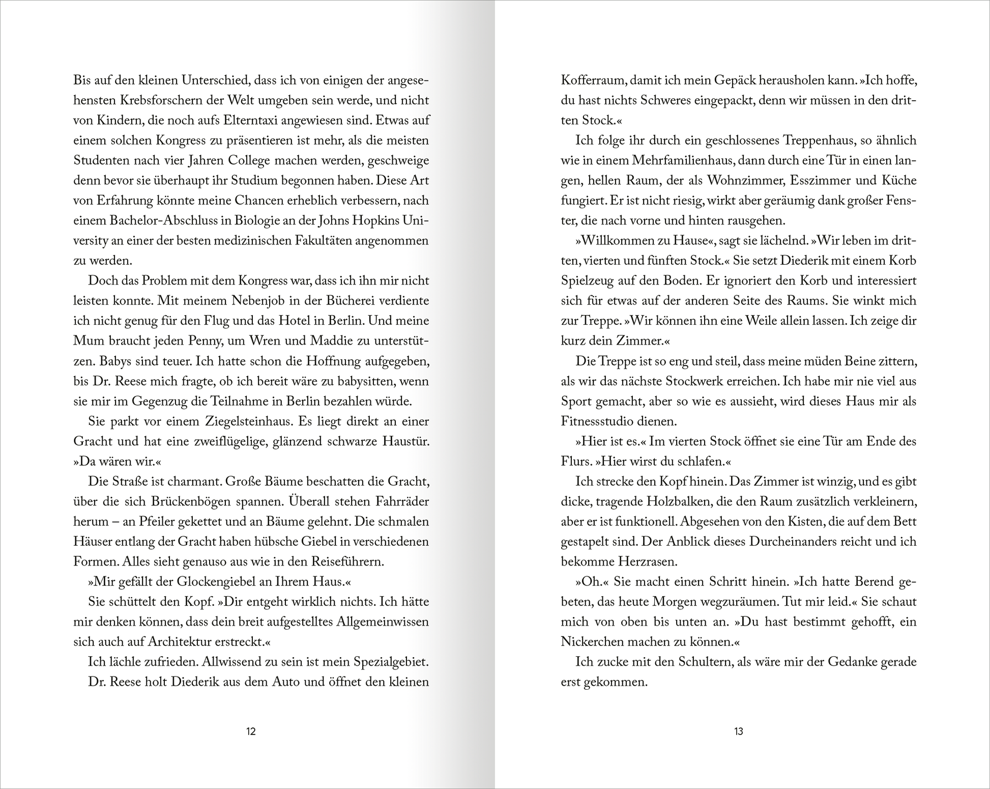 Gezeigt wird eine Innen- oder Zusatzansicht von „My Hot Dutch Boyfriend“. Die Doppelseite enthält einen gedruckten Text in schwarzer Schrift auf hellem Hintergrund. Die Typografie ist klar und gut lesbar, mit einer harmonischen Schriftgröße. Absatzformatierungen und Zeilenabstände sind großzügig, was die Lesbarkeit unterstützt. Es sind keine farblichen Akzente oder Illustrationen vorhanden, was den Fokus auf den Inhalt legt. Die Seitenzahlen befinden sich im unteren Bereich, gut...