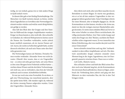 Gezeigt wird eine Innen- oder Zusatzansicht von „Wächter der Magie – Aufbruch nach Artimé“. Die Doppelseite präsentiert einen fließenden Text in schwarzer Serifenschrift auf weißem Hintergrund. Die Seiten sind nummeriert und die Absätze sind klar strukturiert, was eine einfache Lesbarkeit unterstützt.