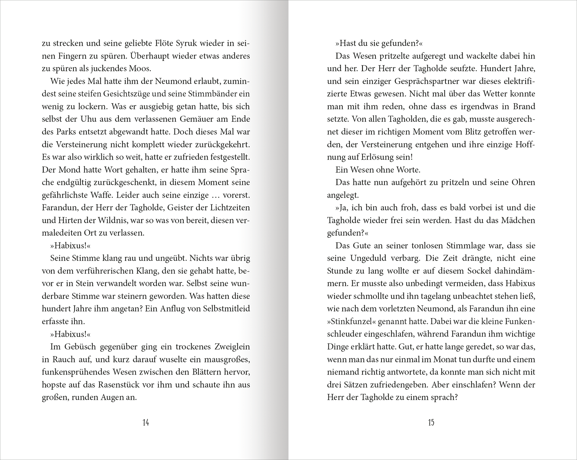 Gezeigt wird eine Innen- oder Zusatzansicht von „Dämmernachtstraum“. Die Seiten sind klar strukturiert, mit einer eleganten Typografie in schwarz auf weißem Hintergrund. Der Text ist gut lesbar, die Zeilenabstände großzügig. Auf der linken Seite ist eine fortlaufende Erzählung zu finden, während die rechte Seite ein Zitat markiert. Die Seitenzahlen sind dezent am unteren Rand platziert. Gesamten Eindruck vermittelt die Atmosphäre einer tiefgründigen und fesselnden Geschichte.