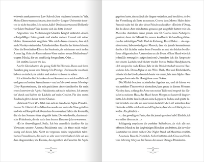 Gezeigt wird eine Innenansicht von „Game of Hearts – No Rules“. Die Doppelseite enthält einen durchgehenden, gut lesbaren Text in Schwarz auf hellem Hintergrund. Die Schriftart ist modern und klar strukturiert. Die Absätze sind ausreichend voneinander getrennt, was die Lesbarkeit fördert. Grafische Elemente oder Bilder sind nicht vorhanden, wodurch der Fokus auf dem Inhalt liegt. Die Anordnung der Textelemente sorgt für einen harmonischen und ansprechenden Gesamteindruck.