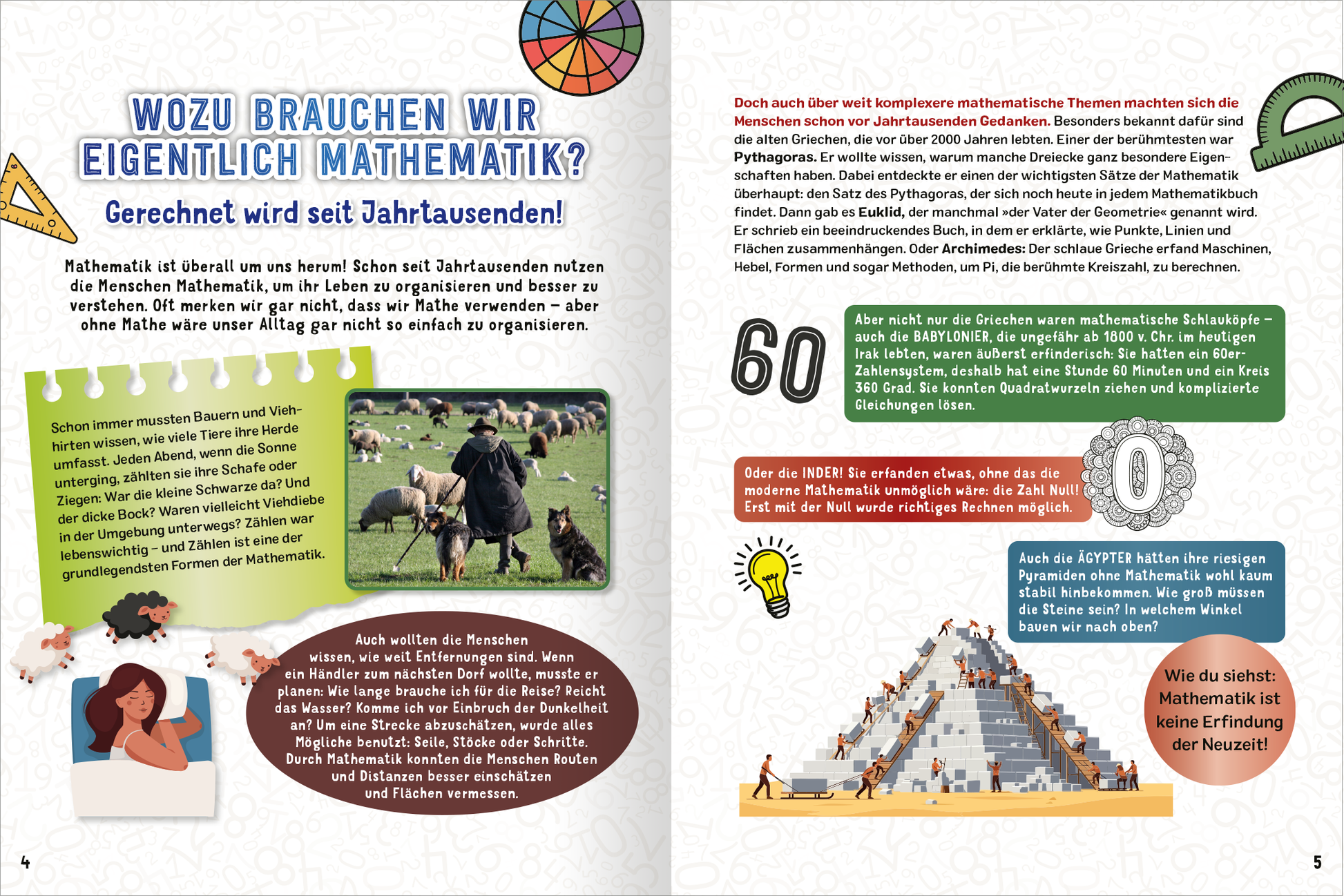 Gezeigt wird eine Innen- oder Zusatzansicht von „Science &amp; Kids – Das geniale Buch der Mathematik“.