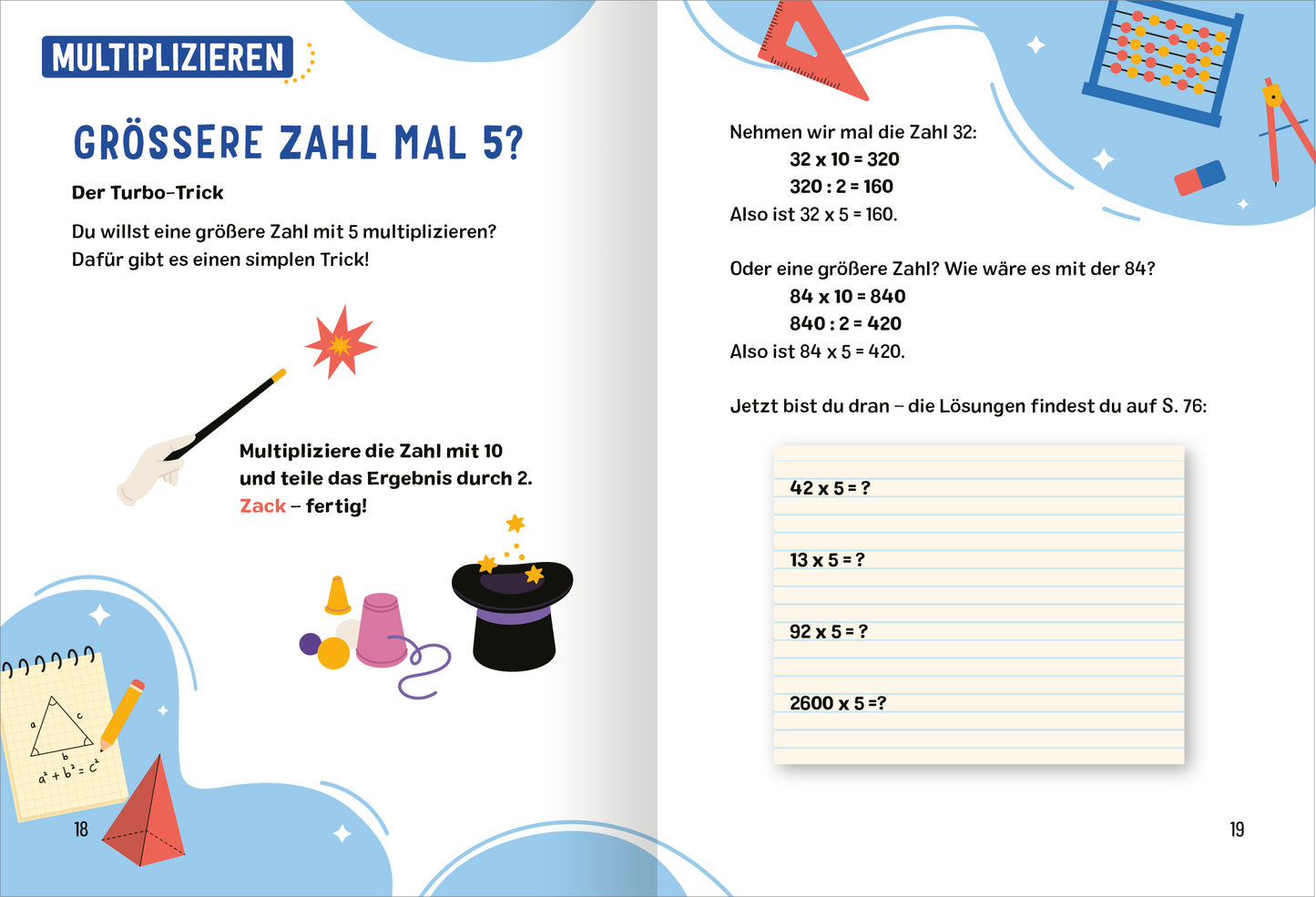 Gezeigt wird eine Innen- oder Zusatzansicht von „Science &amp; Kids – Die coolsten Mathehacks“.