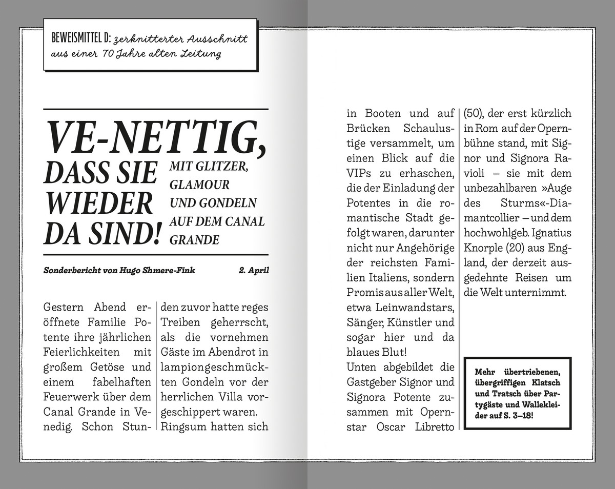 Gezeigt wird eine Innen- oder Zusatzansicht von „Leichen haben nichts zu lachen – Ein Fall für Edna Knorple“.