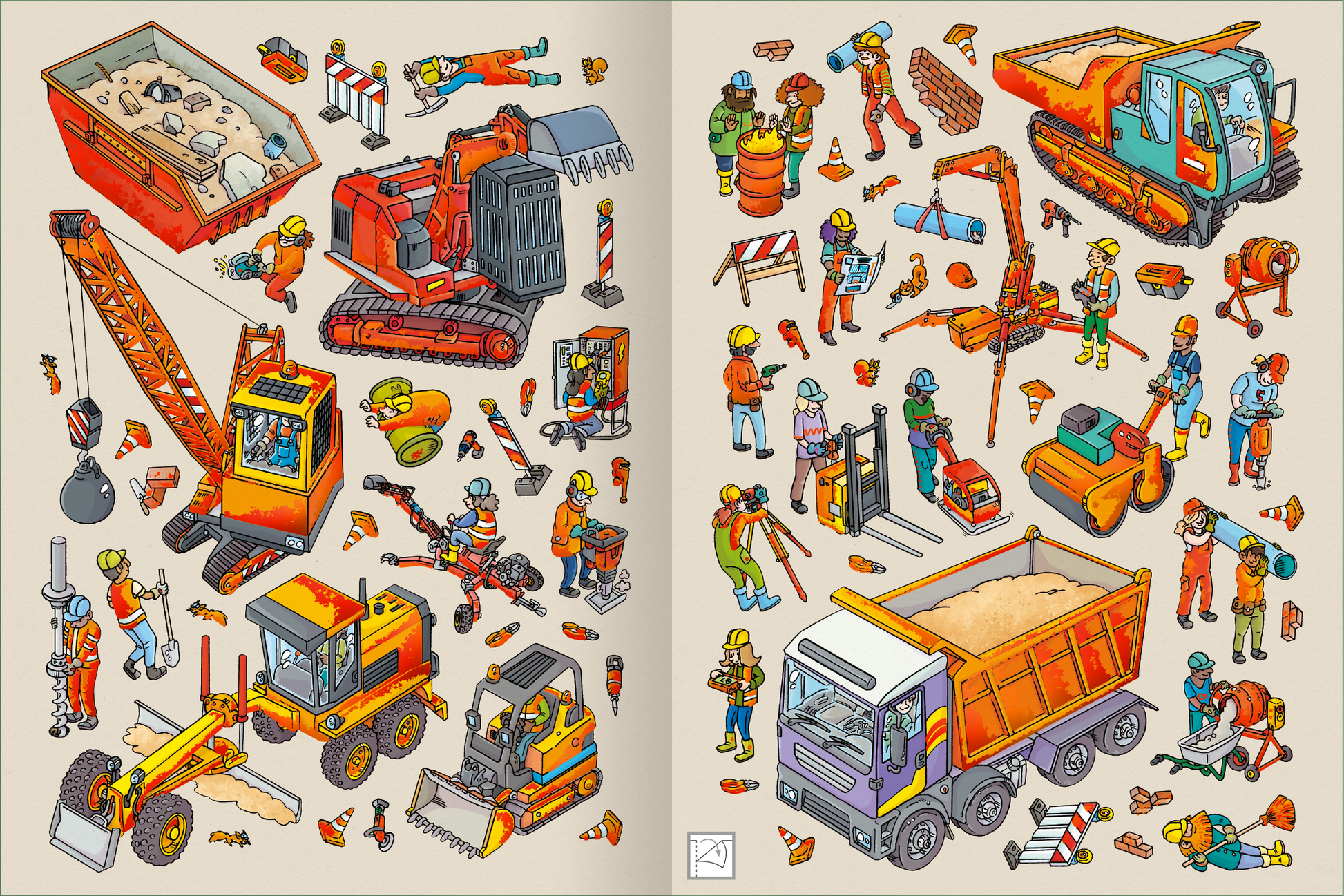 Gezeigt wird eine Innen- oder Zusatzansicht von „Das Metallic-Stickerbuch – Baustelle“.