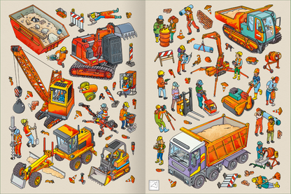 Gezeigt wird eine Innen- oder Zusatzansicht von „Das Metallic-Stickerbuch – Baustelle“.