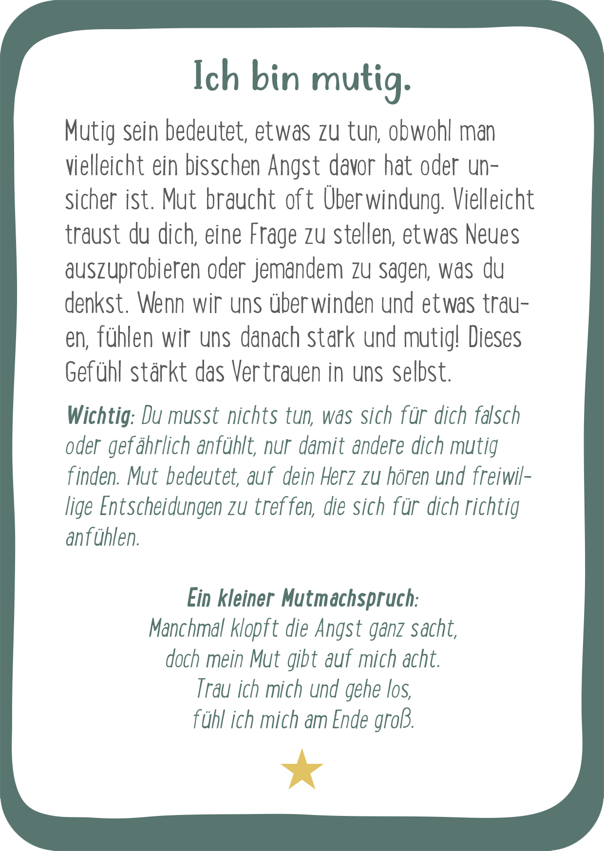 Gezeigt wird eine Innen- oder Zusatzansicht von „Herz- und Mutmachkarten“.