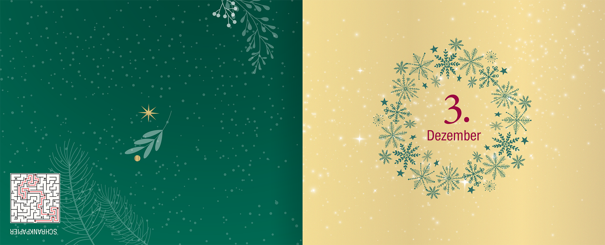 Gezeigt wird eine Innen- oder Zusatzansicht von „Weihnachtszeit ist Dehnbundzeit!“.
