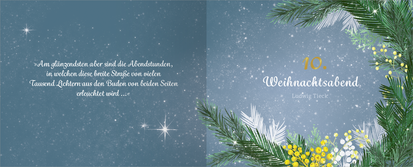 Gezeigt wird eine Innen- oder Zusatzansicht von „Lichterglanz &amp; Winterzauber – 24 weihnachtliche Geschichten“.