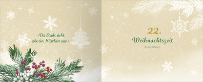 Gezeigt wird eine Innen- oder Zusatzansicht von „Lichterglanz &amp; Winterzauber – 24 weihnachtliche Geschichten“.