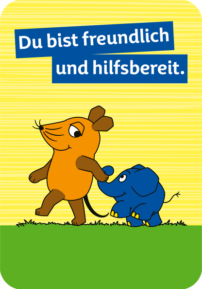 Gezeigt wird eine Innen- oder Zusatzansicht von „Die Maus – Mutmachkarten“.