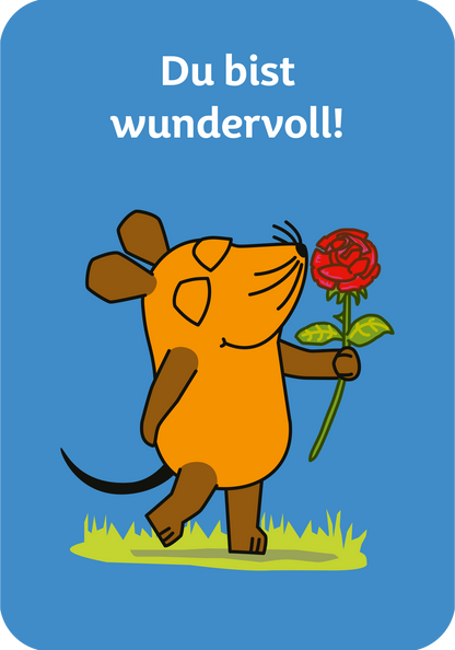 Gezeigt wird eine Innen- oder Zusatzansicht von „Die Maus – Mutmachkarten“.