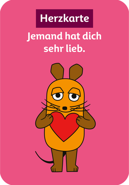 Gezeigt wird eine Innen- oder Zusatzansicht von „Die Maus – Mutmachkarten“.