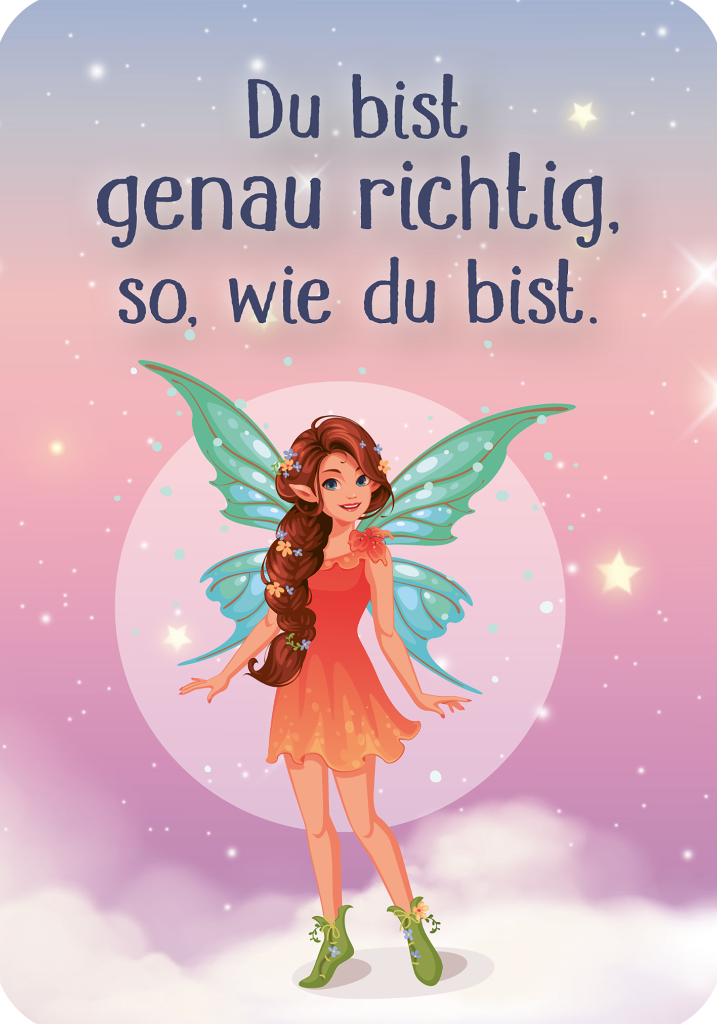Gezeigt wird eine Innen- oder Zusatzansicht von „Mutmachkarten für die Schule – Einhorn“.