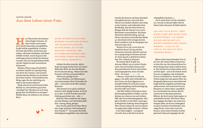 Gezeigt wird eine Innenansicht von „Mut verändert alles“. Die Doppelseite präsentiert einen hellen, freundlichen Hintergrund mit sanften, warmen Farbtönen. Auf der linken Seite steht der Titel „Aus dem Leben einer Frau“ in kräftiger, eleganter Schrift. Der Text ist in einer gut lesbaren, serifenlosen Typografie gesetzt. Auf der rechten Seite finden sich Zitate, die hervorgehoben und in einer weicheren Schriftart dargestellt sind. Kleine grafische Elemente, wie stilisierte Herzen,...