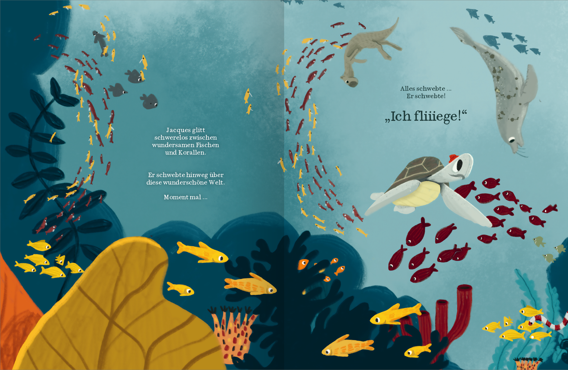 Gezeigt wird eine Innen- oder Zusatzansicht von „Die kleine Schildkröte, die vom Fliegen träumte“.