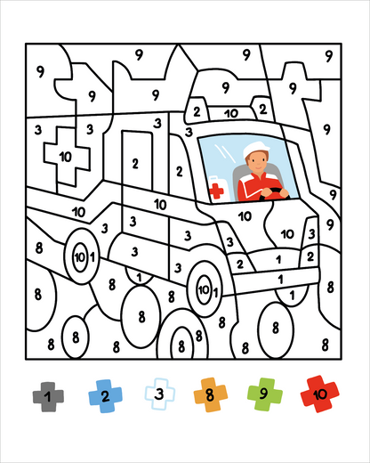 Gezeigt wird eine Innen- oder Zusatzansicht von „Malen nach Zahlen Mini – Fahrzeuge“.