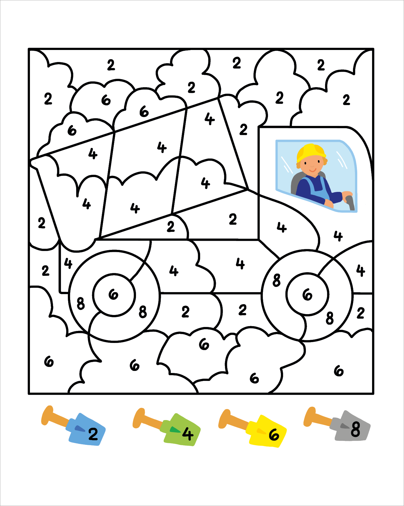 Gezeigt wird eine Innen- oder Zusatzansicht von „Malen nach Zahlen Mini – Baustelle“.