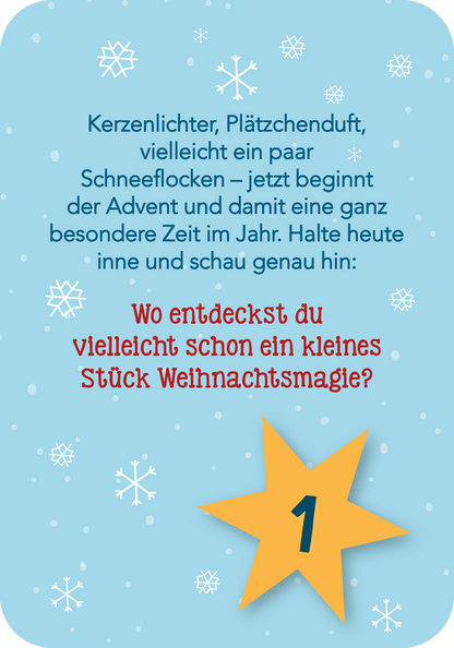 Gezeigt wird eine Innen- oder Zusatzansicht von „Affirmationskarten Adventskalender“.