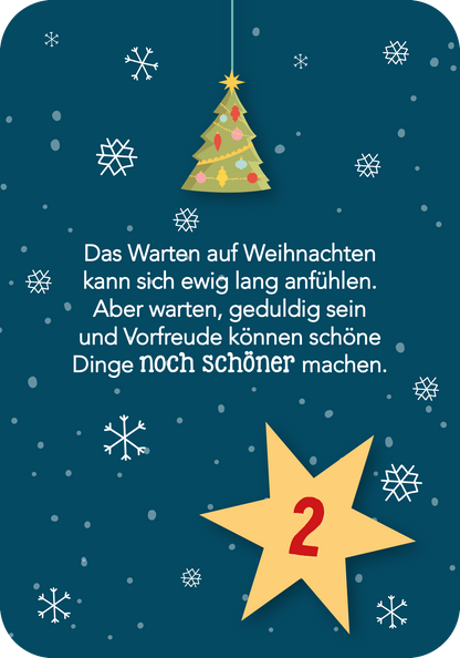 Gezeigt wird eine Innen- oder Zusatzansicht von „Affirmationskarten Adventskalender“.