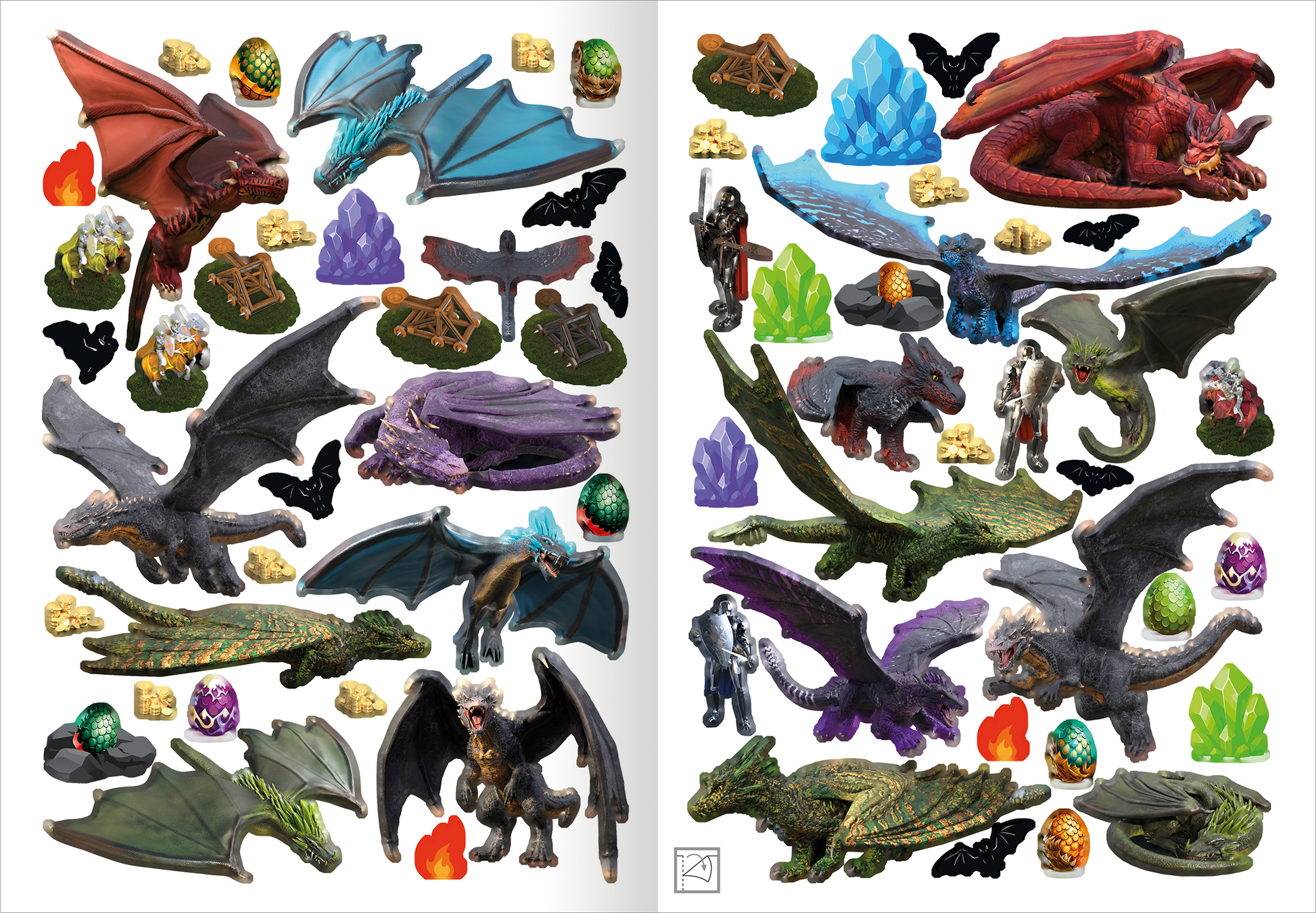 Gezeigt wird eine Innen- oder Zusatzansicht von „Mein Lieblings-Stickerbuch – Drachen“.