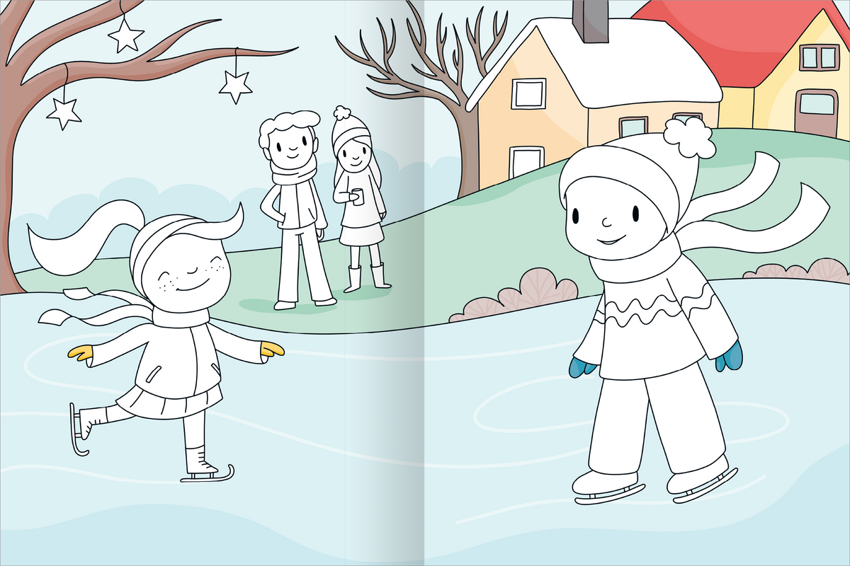 Gezeigt wird eine Innen- oder Zusatzansicht von „Mein großes buntes Malbuch – Winterzeit“.
