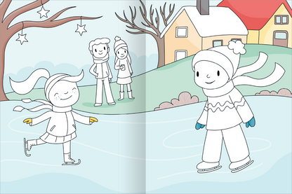 Gezeigt wird eine Innen- oder Zusatzansicht von „Mein großes buntes Malbuch – Winterzeit“.