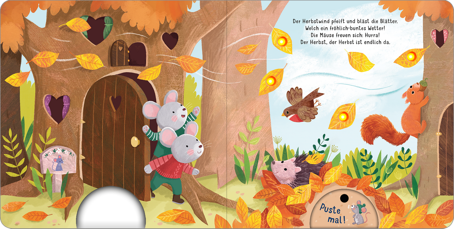 Gezeigt wird eine Innen- oder Zusatzansicht von „Mein liebstes Pustebuch – Hurra, der Herbst ist da!“.